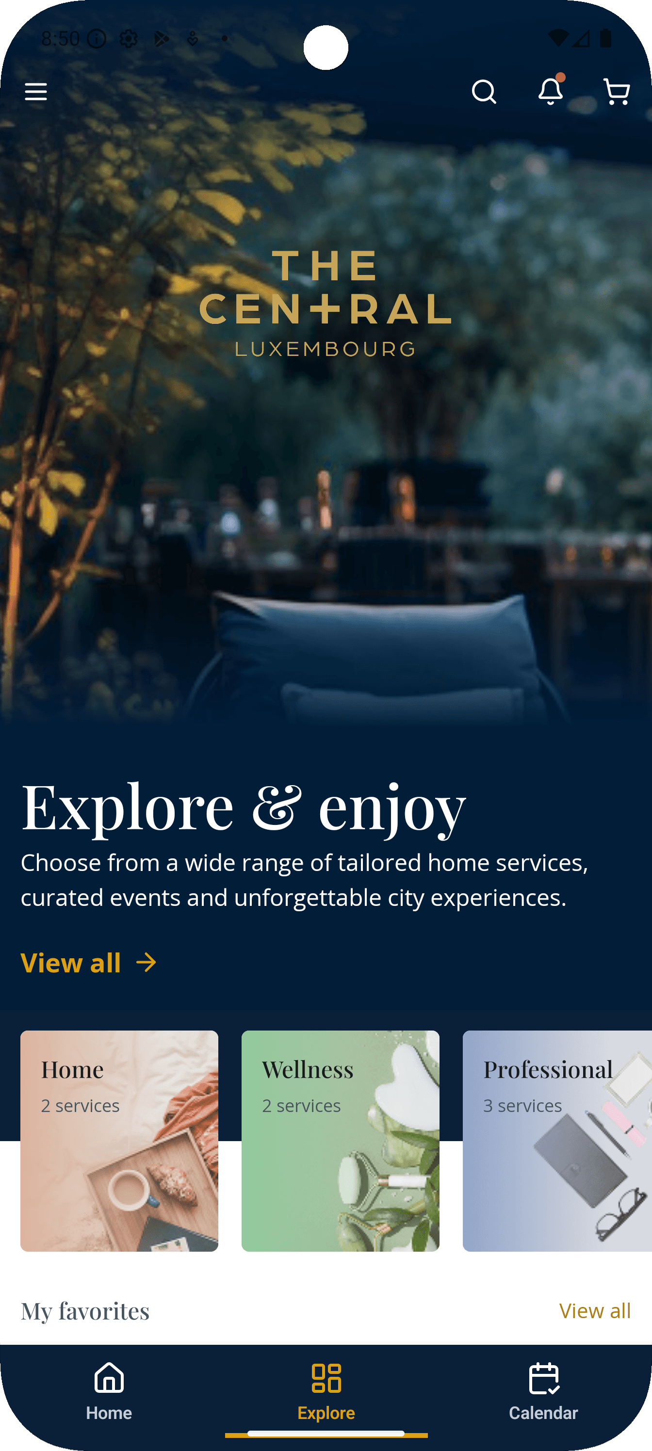 Sense Living home screen on mobile