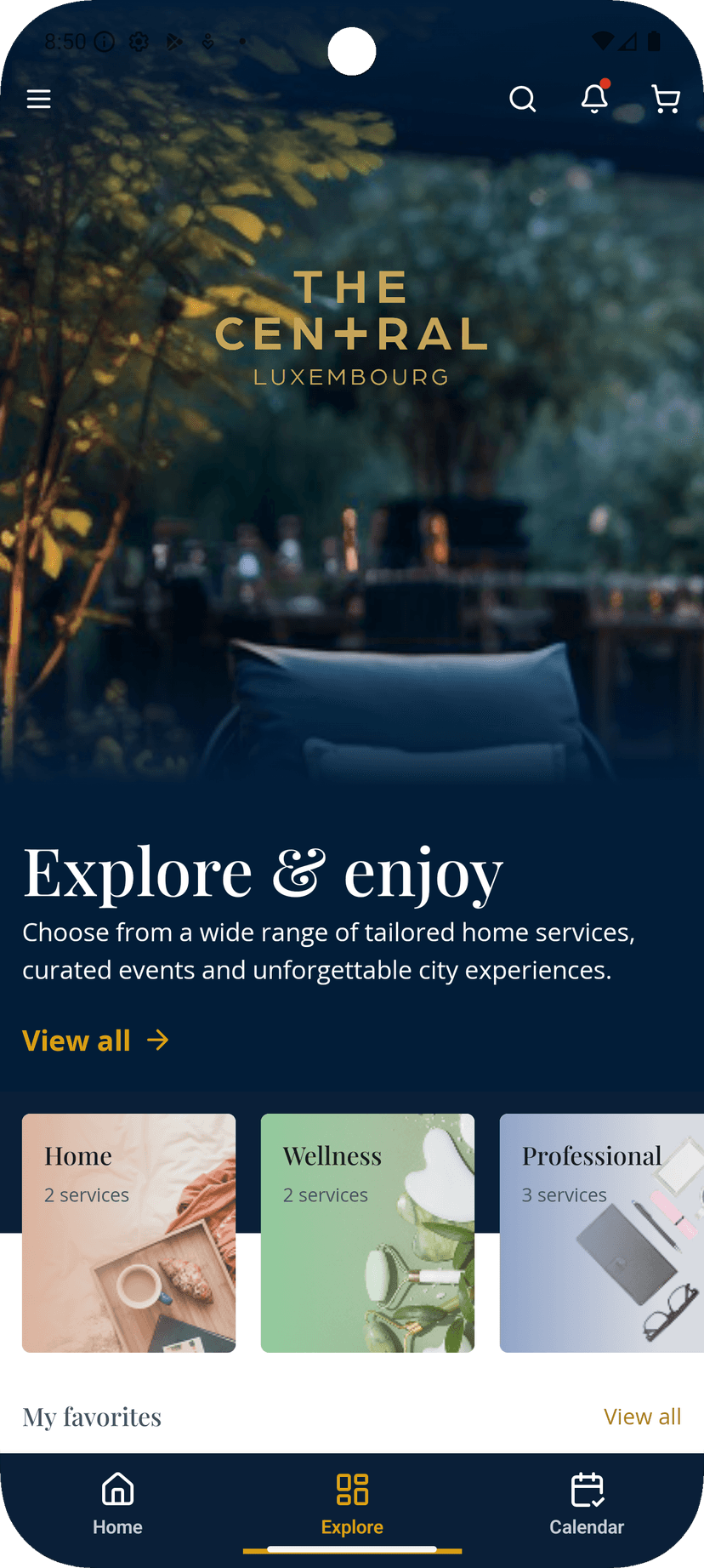 SenseApp Home Screen